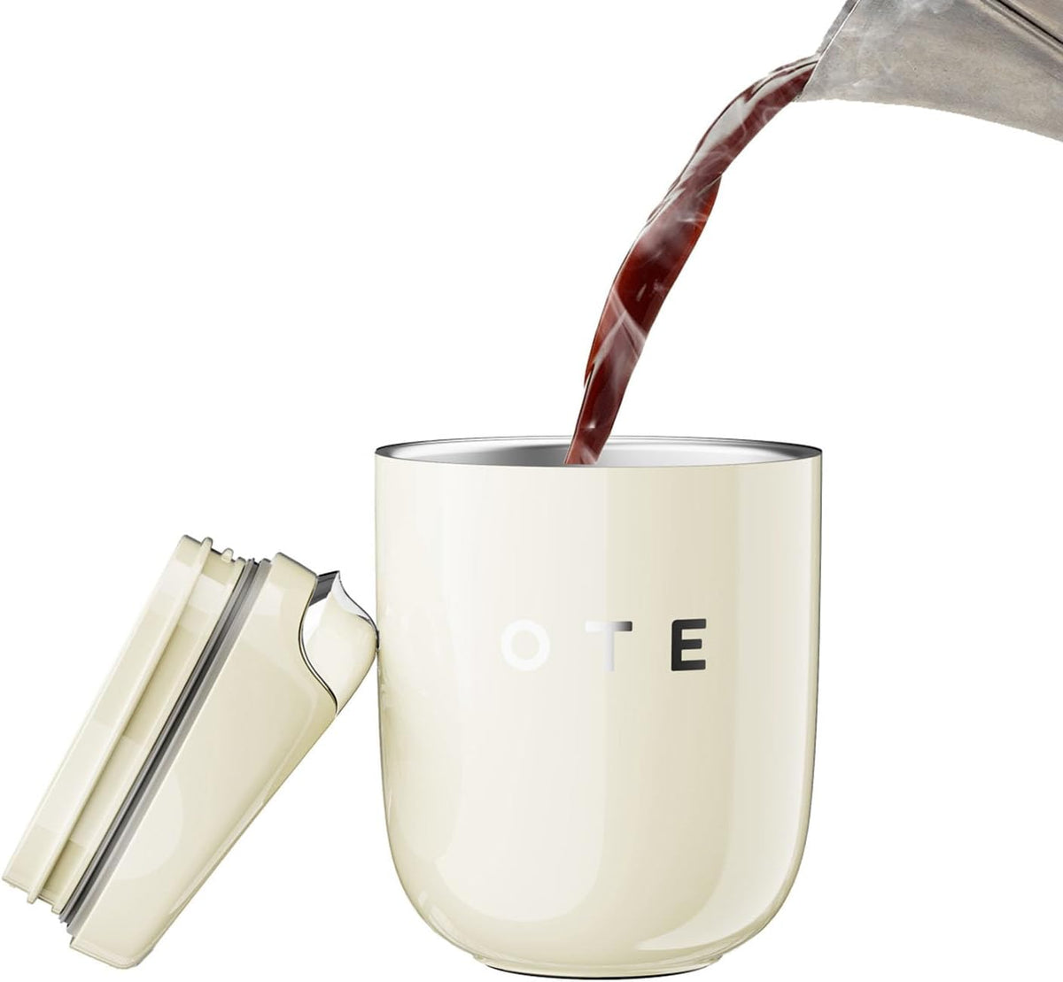 Tazza da viaggio OTE con isolamento sottovuoto, bicchiere da viaggio in acciaio inossidabile a doppia parete con coperchio per bere, 350/220 ml
