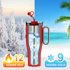 OTE 1.2 L Tazza da viaggio (40 oz) con manico, tazza in acciaio a doppia parete con isolamento sottovuoto e cannuccia, senza BPA, tazza portatile per auto, tazza termica, tazza da caffè per bevande calde e fredde