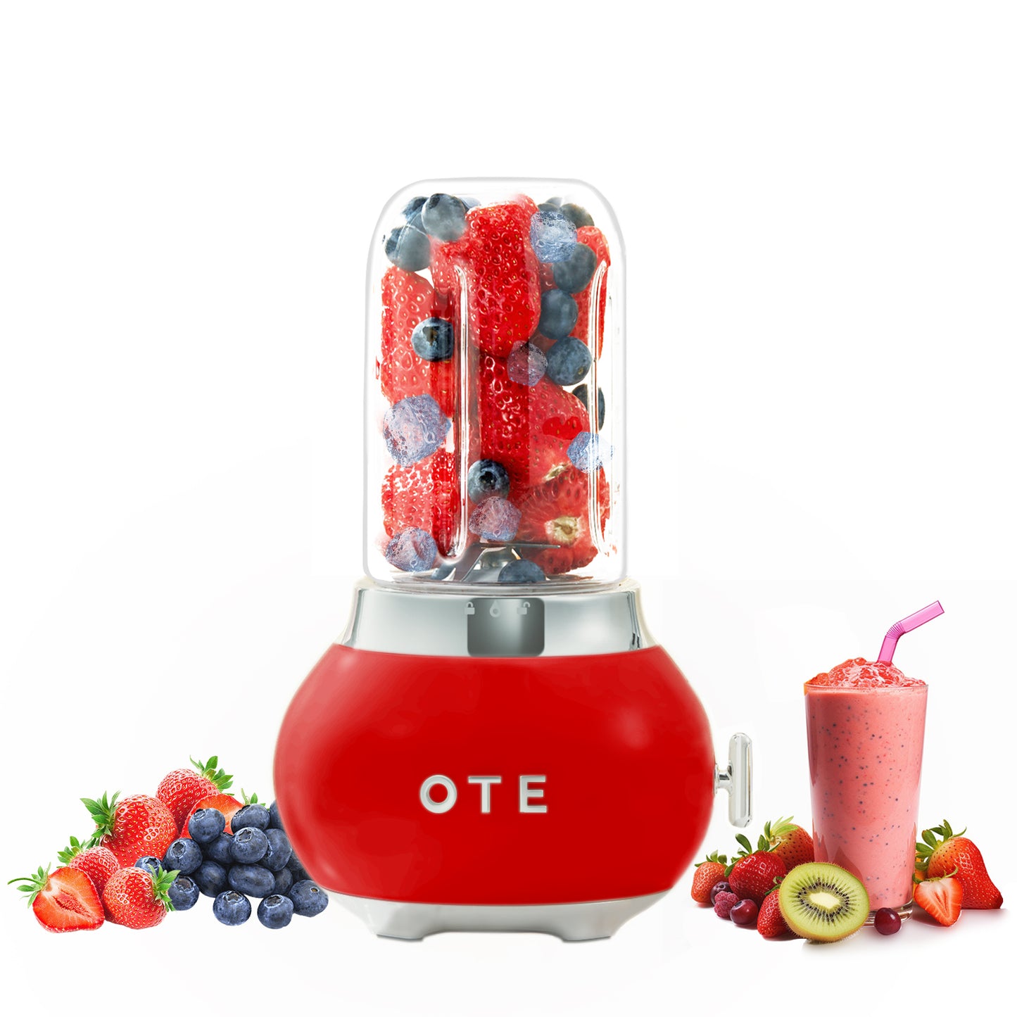 OTE Frullatore per frullatori, cucina retrò Piccolo frullatore in vetro per frullati e frullati, con vetro da 400ml