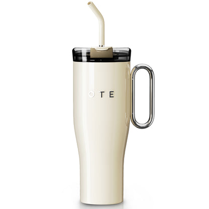 OTE1.2 L (42 oz) Tazza da caffè per andare, Tazza sottovuoto in acciaio a doppia parete con manico e paglia, senza BPA, Tumbler portatile per auto, Tazza termica, Tazza da caffè per bevande calde e fredde