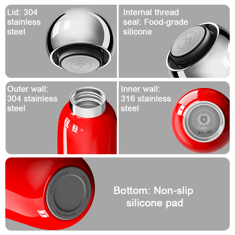 Insulated Vacuum Insulated Bottle 450ml/15.22oz, Gift Packaging Stainless Steel Bowling Water Bottle for Hot and Cold Drinks, Portable and Durable, Suitable for Fitness, Travel and Daily Use, (Full Set of 6 Colors)