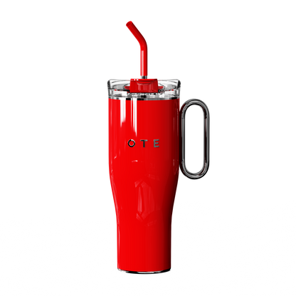 OTE1.2 L (42 oz) Tazza da caffè per andare, Tazza sottovuoto in acciaio a doppia parete con manico e paglia, senza BPA, Tumbler portatile per auto, Tazza termica, Tazza da caffè per bevande calde e fredde